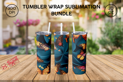 20 Oz Watercolor Butterfly Tumbler Wrap, Butterfly Tumbler Wrap, Vibrant Wrap, Straight Template, Tapered, Sublimation Graphics