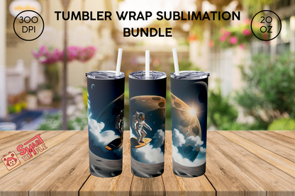 3D Astronaut in Space 20 oz Skinny Tumbler, Sublimation Design, Tumbler Template Design, Tumbler Wrap, Instant Digital Download,PNG