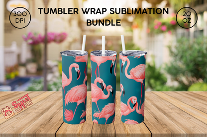 20 oz pink flamingo tumbler wrap watercolours Skinny Tumbler Designs, Sublimation Templates 20oz Tumbler downloads