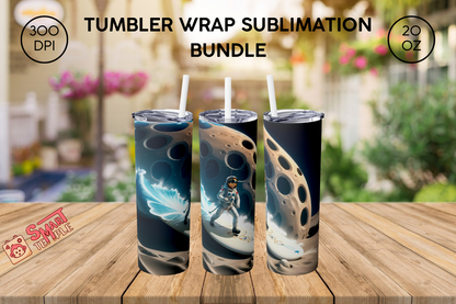 3D Astronaut in Space 20 oz Skinny Tumbler, Sublimation Design, Tumbler Template Design, Tumbler Wrap, Instant Digital Download,PNG