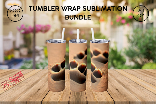 20 OZ Seamless Paw Prints Skinny Tumbler Design - Straight & Tapered Sublimation Wrap Design - Tumbler PNG - Template