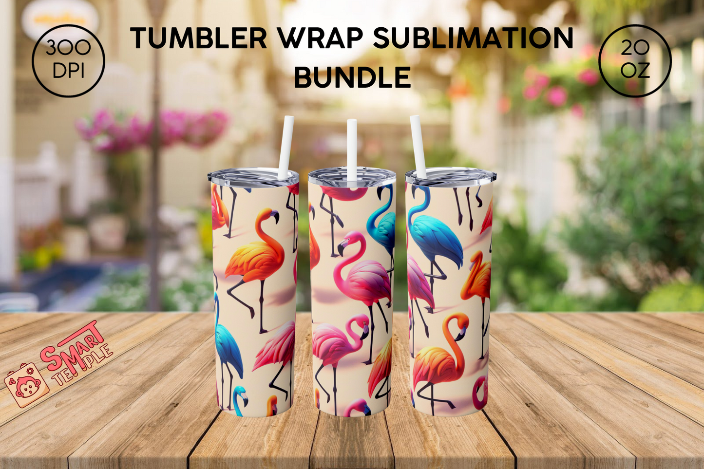 20 oz pink flamingo tumbler wrap watercolours Skinny Tumbler Designs, Sublimation Templates 20oz Tumbler downloads