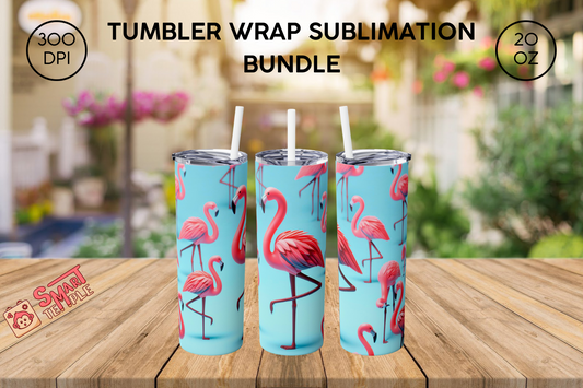 20 oz pink flamingo tumbler wrap watercolours Skinny Tumbler Designs, Sublimation Templates 20oz Tumbler downloads