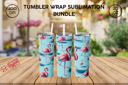 20 oz pink flamingo tumbler wrap watercolours Skinny Tumbler Designs, Sublimation Templates 20oz Tumbler downloads