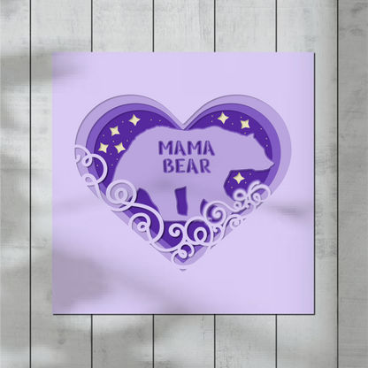3D Mama Bear Shadow Box, Love You Mama Bear, Mothers Day Shadow Box, 3D SVG Files For Cricut and Silhouette