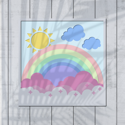 3D Baby Shower Box SVG, Rainbow Layered Paper Cut