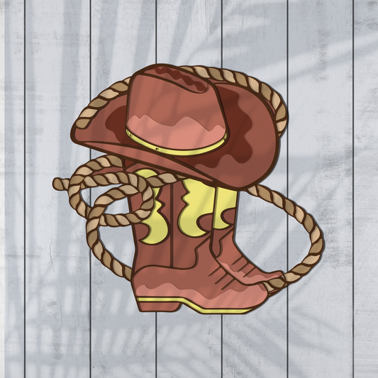 3D Cowboy Boots Shadow Box SVG for Cricut and Silhouette - Layered Cardstock Paper Digital Download with svg, dfx, and eps