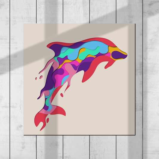 3D Dolphin, Shadow Box SVG, Layered Dolphin SVG, Colorful Shadow Box Template, Files for cricut, for Silhouette