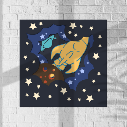 Space shadowbox, space ship shadow box, layered space rocket, space papercraft, space light panel, space cricut, space rocket svg