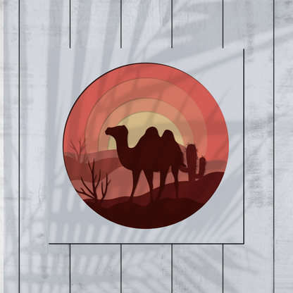 3D Camel Shadow Box SVG, Desert Mandala Layered Laser Cut for Cricut