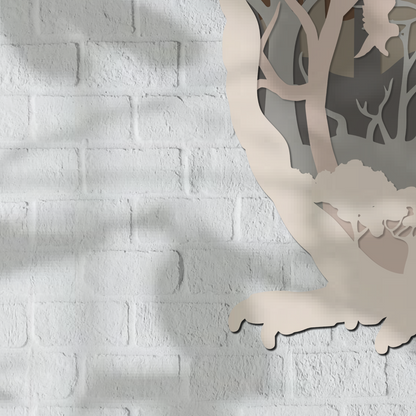 Owl Shadow Box SVG, Forest SVG Scene, Owl Light Box, Celestial Paper Cut SVG, 3D Paper Cut template