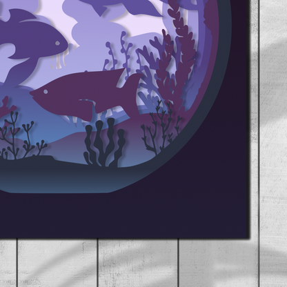 3D Aquarium Layered Cut Files, 3D Fish Aquarium Shadow Box SVG, Sea Shadow Box Svg, Underwater Shadow Box SVG Montessori Toy Land
