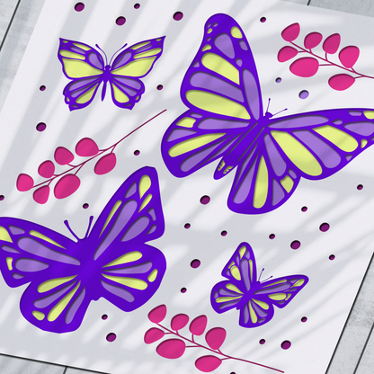 Butterfly shadow box svg, butterfly layered svg, paper cut butterflies, 3D butterfly svg file, butterfly stencil svg, butterfly light box
