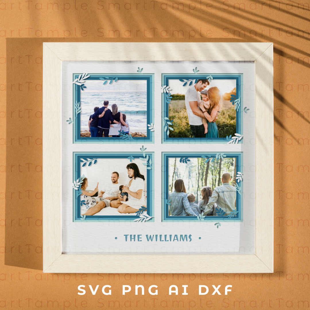 Family photo collage shadow box svg,family photo collage frame, photo shadow box, shadow box photo frame, photo collage template
