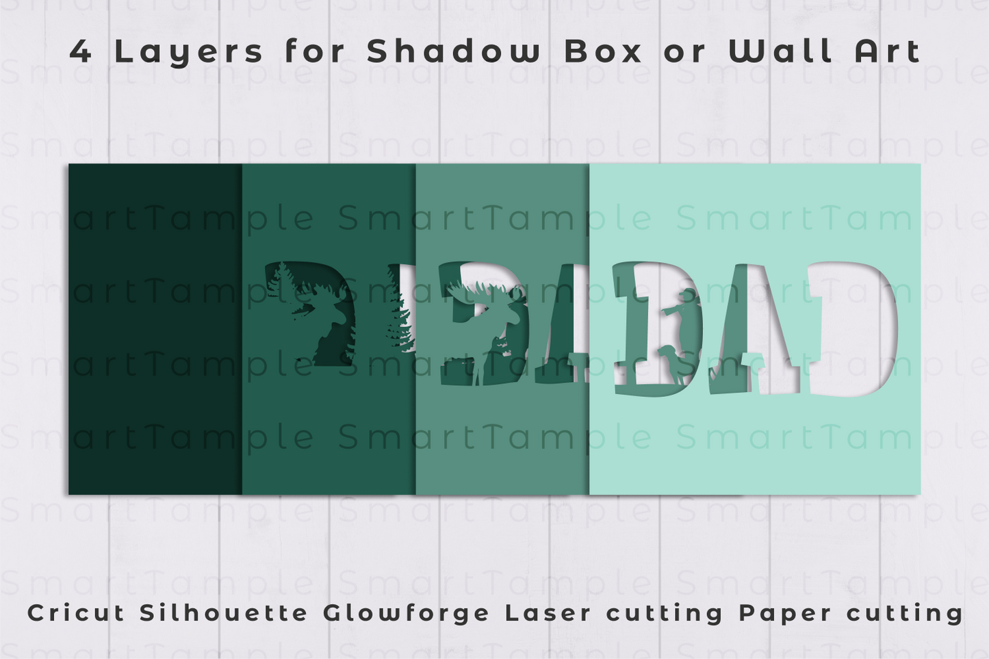 3D Layered Dad Shadow Box SVG, Father's Day Light Box SVG, Father Papercut Light Box SVG , Dad Light Box Template Cricut and Silhouette