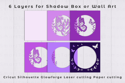 Layered papercut 3D Butterfly SVG, Paper Cutting shadow box, Butterflies paper cut template
