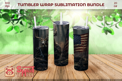 3D Deer American Flag 20 oz Skinny Tumbler Sublimation Design, Straight & Tapered Wrap, Tumbler Wrap, Tumbler Png, Instant Download