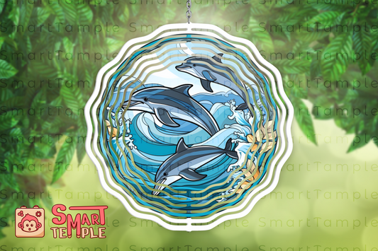 3D Dolphin Wind Spinner Sublimation Design, Hole In A Wall Wind Spinner Template, Ocean Wind Spinner Png, Instant Digital Download PNG