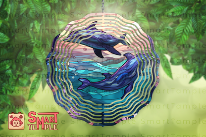 3D Dolphin Wind Spinner Sublimation Design, Hole In A Wall Wind Spinner Template, Ocean Wind Spinner Png, Instant Digital Download PNG