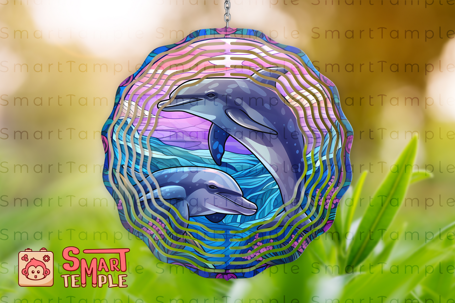 3D Dolphin Wind Spinner Sublimation Design, Hole In A Wall Wind Spinner Template, Ocean Wind Spinner Png, Instant Digital Download PNG