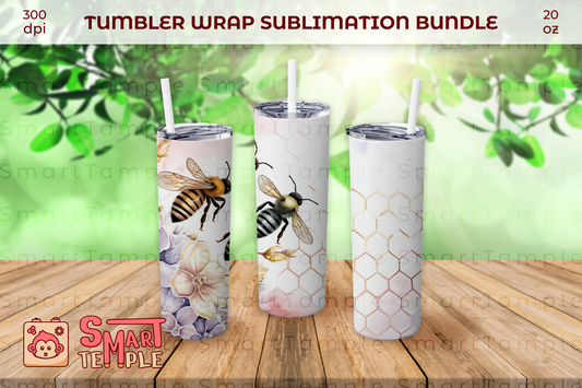 3D Bee Honeycomb 20 oz Skinny Tumbler Sublimation Design, Straight & Tapered Wrap, Tumbler Wrap Png, Instant Download