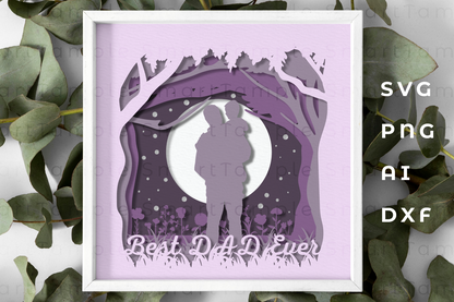 Best Dad Ever Shadow Box SVG, fathers day shadow box svg, fathers day paper craft, fathers day layered svg, 3d fathers day box svg