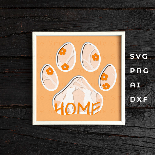 3D dog paw shadow box svg, dog lover gift, dog lover svg, paw dog svg, 3D paw svg, dog lover layered, Dog layered svg, Pet lover shadow box