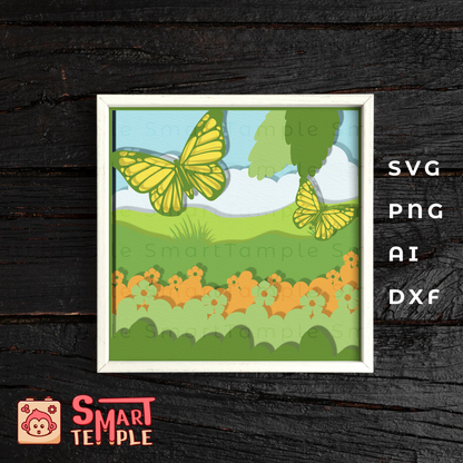 3D Monarch Butterfly Shadow Box, Animal Shadow Box SVG, Monarch Papercut, Animals SVG, Files For Cricut