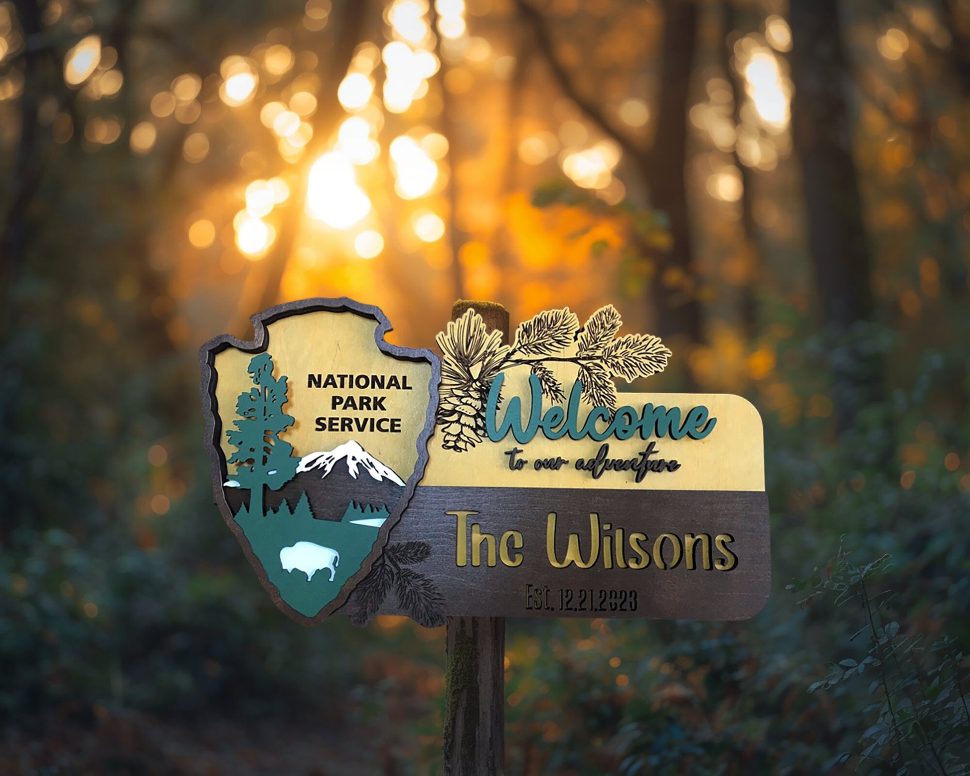 National Park Sign With Name, National Park Sign Wedding, Wooden National Park Sign, Adventure Wedding Sign National Park Hiker Gift My Store