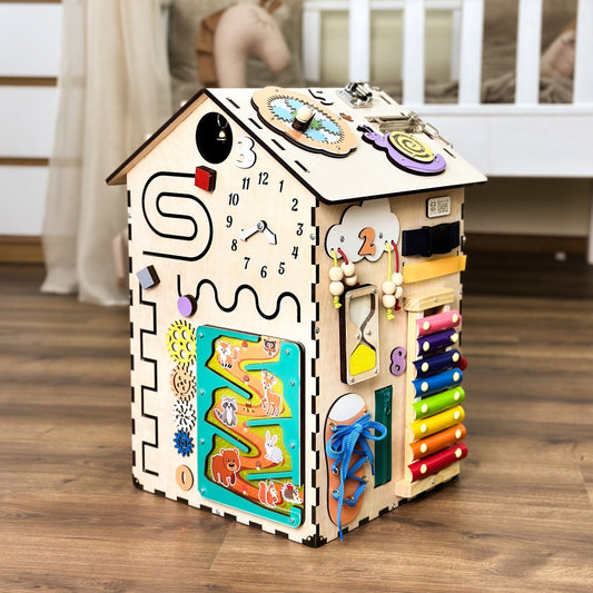 Busy House for Kids, Busy Board House, Wooden Busy House, Busy House for Toddler, Sensory Toys Toddler, Baby Activity Center, Handmade Toys My Store