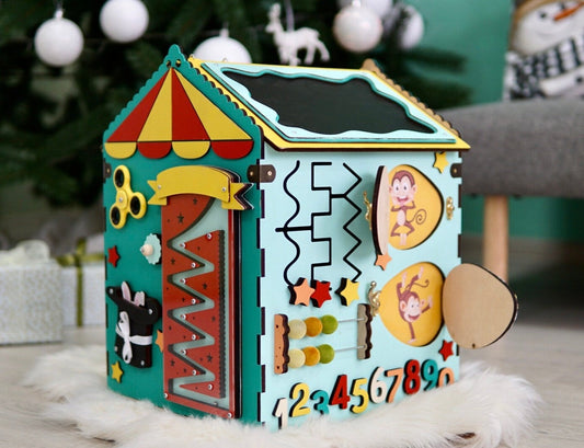 Busy House with Storage, Busy House with Name, Busy House for Kids, Busy House Wooden, Montessori House, Fine Motor Skills, Learn and Play My Store