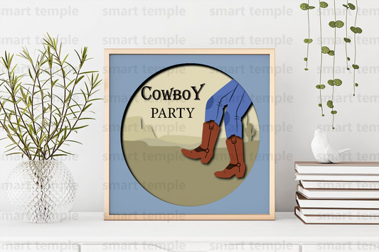 3D Cowboy Boots Shadow Box SVG for Cricut and Silhouette - Layered Cardstock Paper Digital Download with svg, dfx, and eps