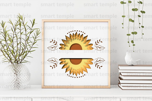 3D Customizable Sunflower SVG, layered shadow box svg, for Cricut, for Silhouette