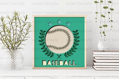 3D Baseball Shadow Box SVG Files for Cricut Projects Sports Layered 3d Baseball SVG Shadowbox Template File Boys Room Decor Baseball Gift