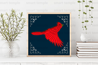 Cardinal Memorial Shadow Box SVG, Cardinal Shadow Box, Cardinal 3D Box, Bird Cardinal Light Box Svg, For cricut, Cardinal Memorial svg