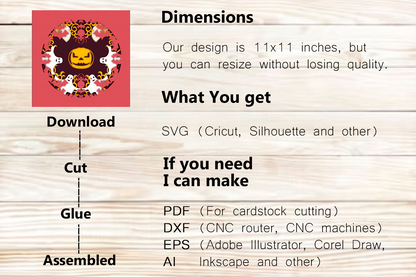 Pumpkin Shadow Box Files, Paper Cut Light Box Template Files, Shadow Box Paper Cut, 3D Papercut Light Box SVG File DIY, Cutting Cricut
